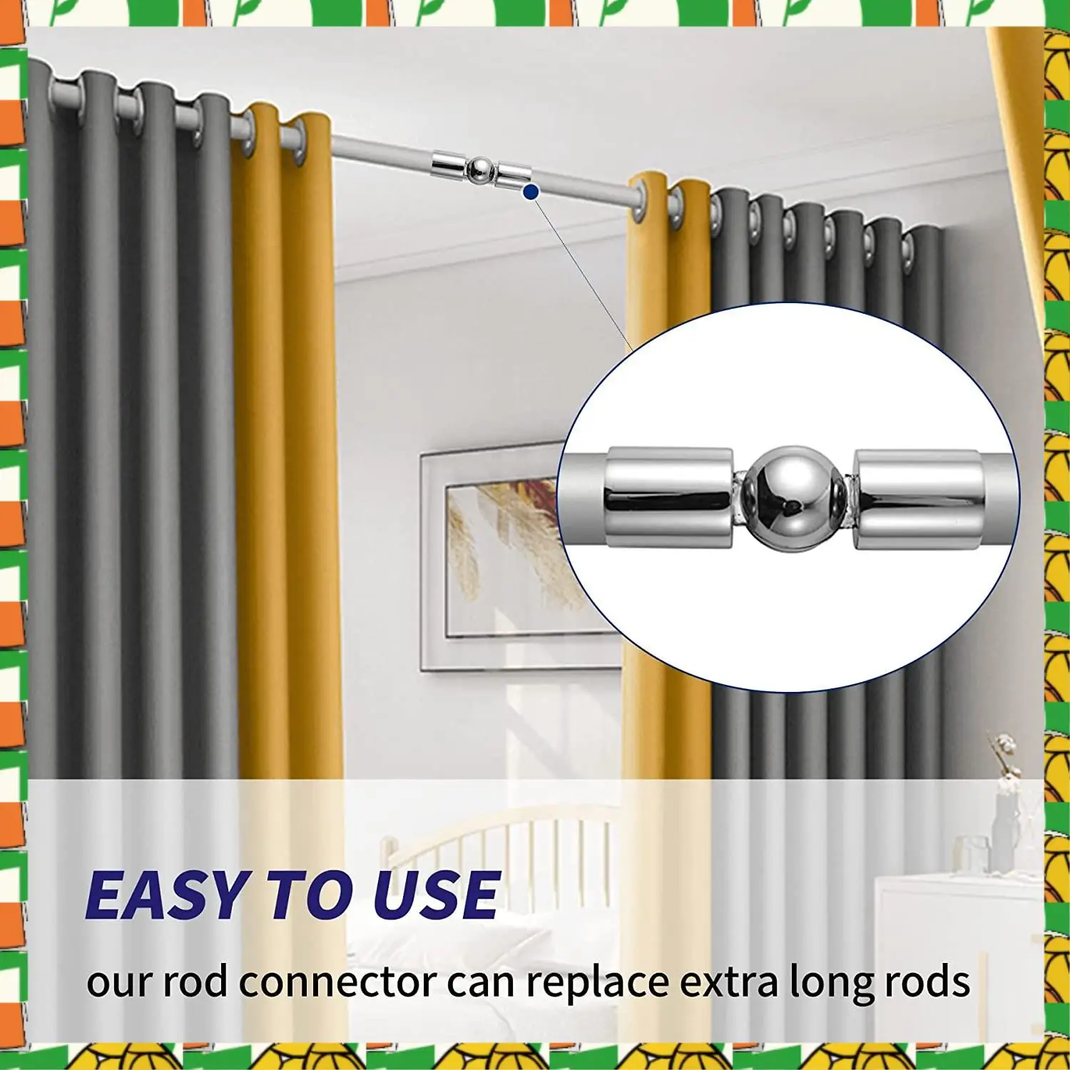 

Professional Tool 2PCS Curtain Rods Corner Connector, Adjustable Curtain Rod Corner Connector For 1 Inch Bay Window Curtain Rods