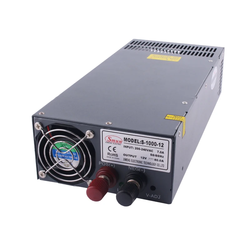 SMUN S-1000-12 1000W AC-DC Single Output 12VDC 80A Switching Power Supply Unit SMPS