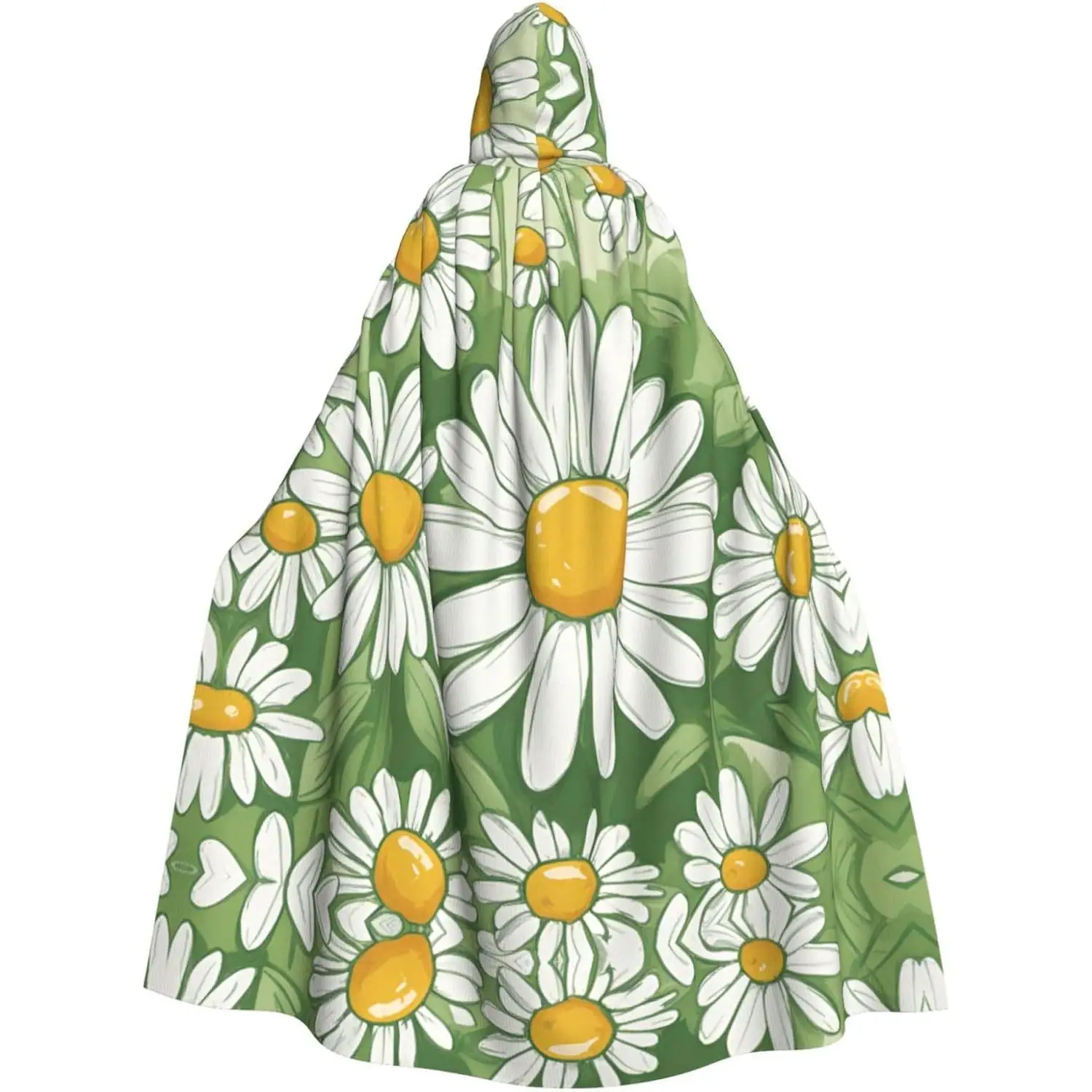 

Daisy Print Adults Hooded Cloak With Halloween Christmas Witch Cape Robe Costume Party