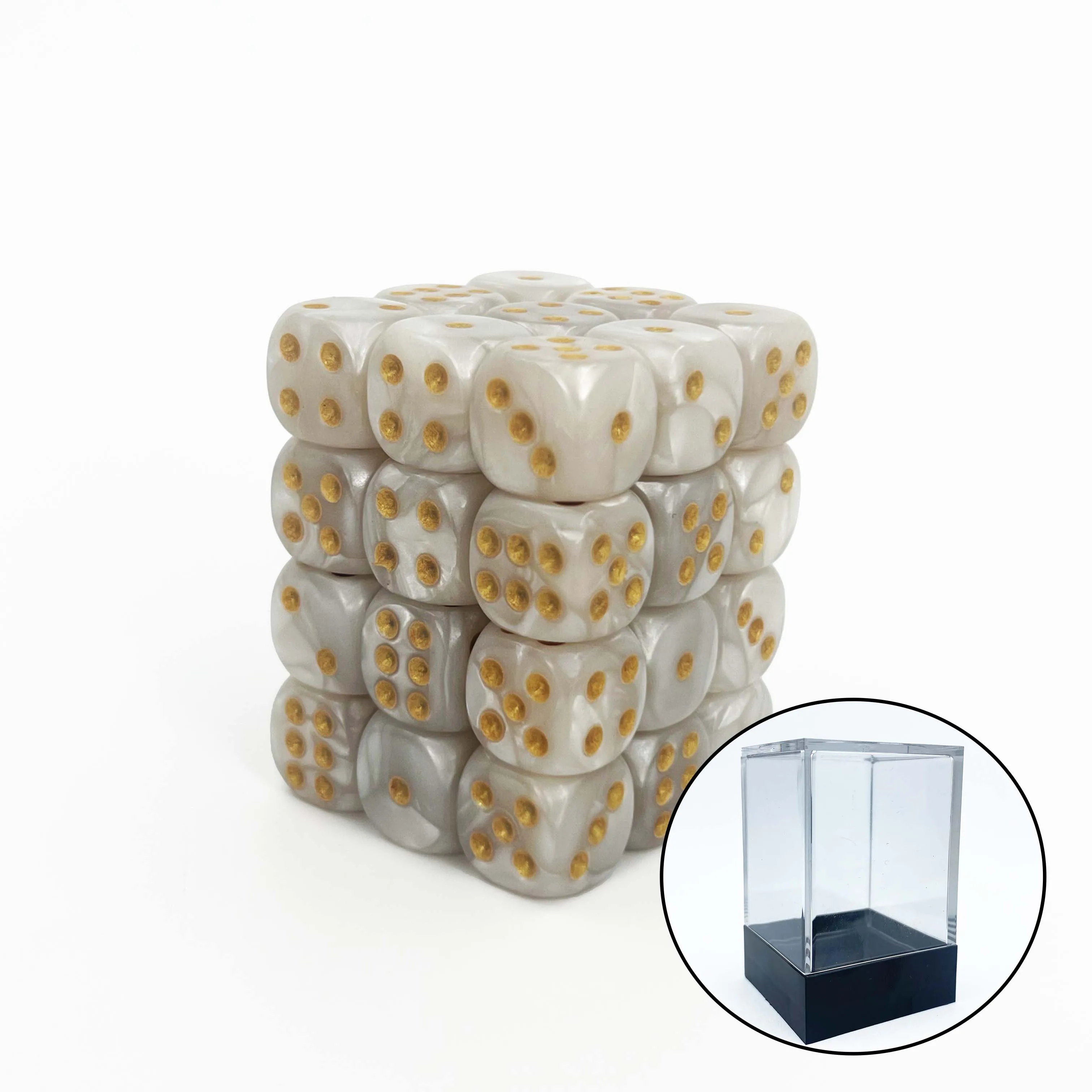 12mm D6 Pearl Colorful Small Dice 36pcs Set with Clear Display Case for RPG Board Games Casino Tabletop DND Accessories