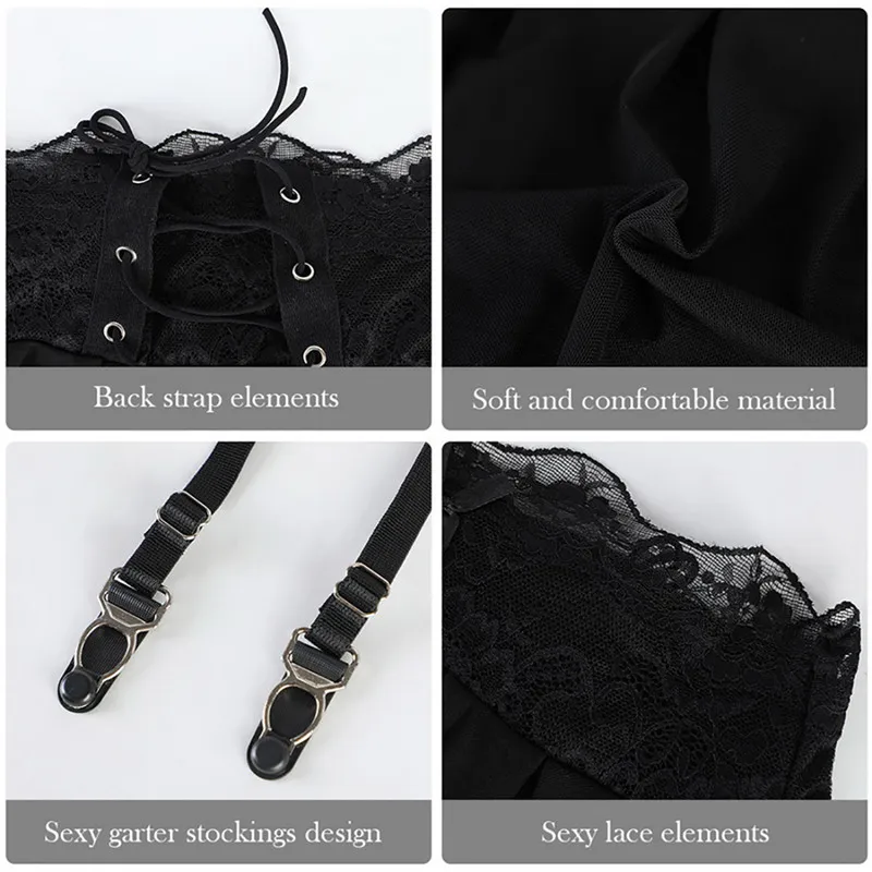 New sexy lace skirt with garter belt sexy See-through Underwear Body Harness Lingerie plus size costumes for women adult