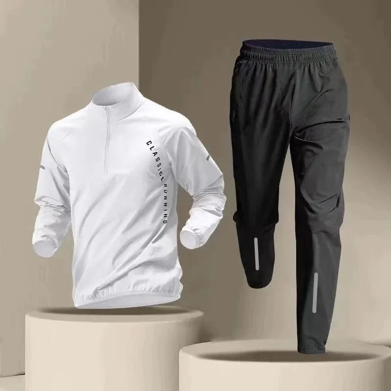 Quick Dry Running Sets Outdoor Sports Tops & Pants Trendy Men's Sportswear Breathable Windbreaker Shirts Unisex Training Clothes