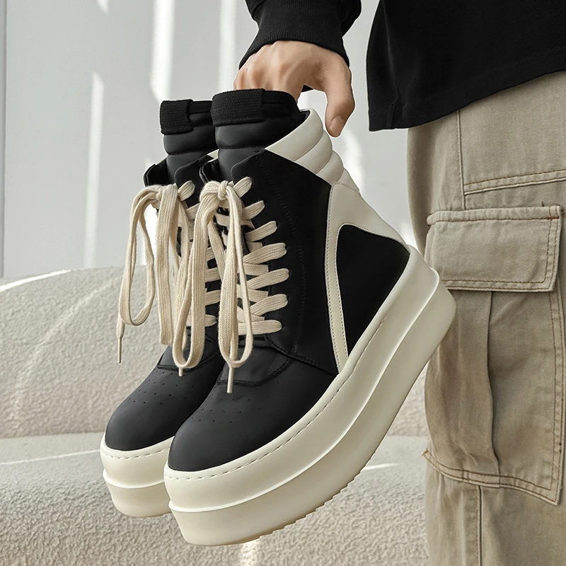 أحذية عالية الجودة بنعل مكتنز للجنسين - أحذية شتوية للزوجين باللونين الأبيض والأسود