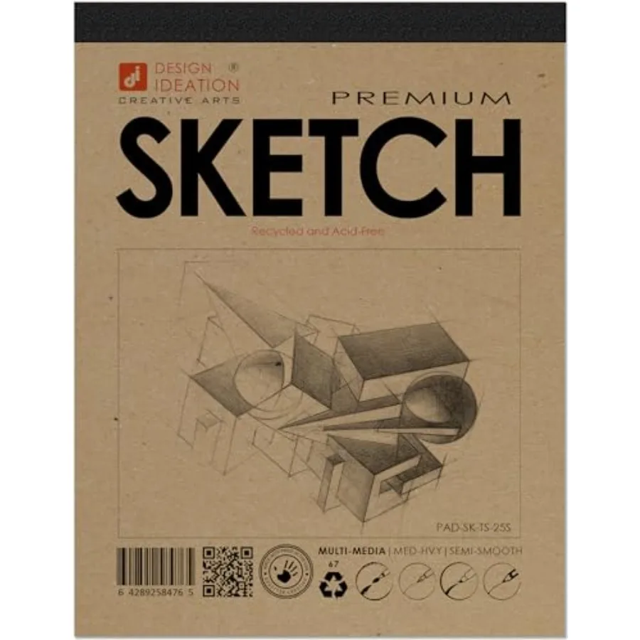 Sketch PAD. Removable Sheet. Premium Paper. Smart-Bind Reinforced Lay Flat Binding. 8.5