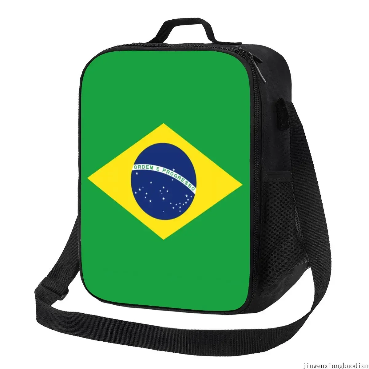 Fiambrera térmica reutilizable con bandera de Brasil para mujer y niño, bolsa de almuerzo aislada para acampar y viajar