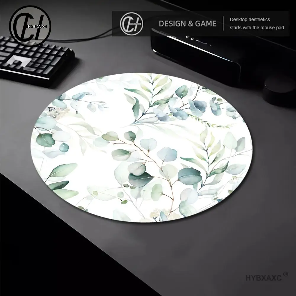 

Round Mouse Pad Cute Leaves Design Rubber Mousepad Aesthetic Desk Accessory for Office Laptop Computer Gift for Friend