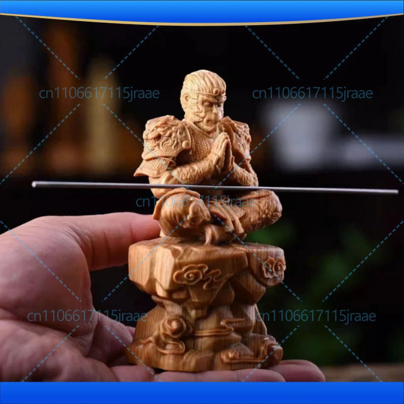 wood carving Game Myth anime figures Monkey King sculptures Figurines Home Room Office Table decoration and accessories