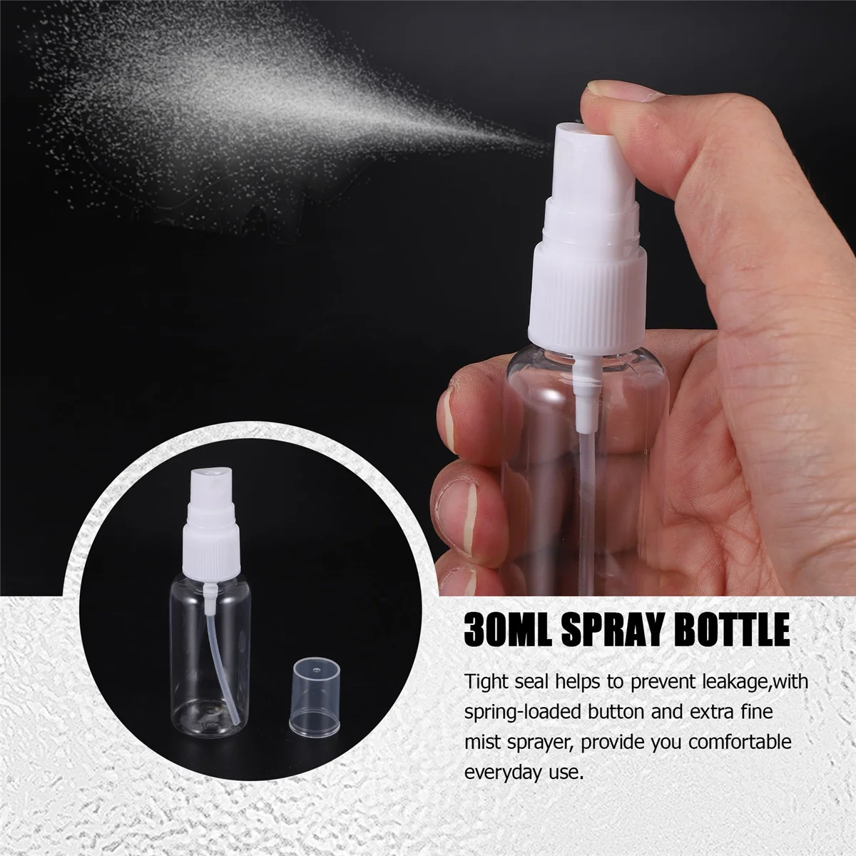 Minibotellas de niebla fina rellenables, botellas vacías pequeñas de plástico transparente, tamaño de viaje, 36 piezas, 30Ml/1Oz