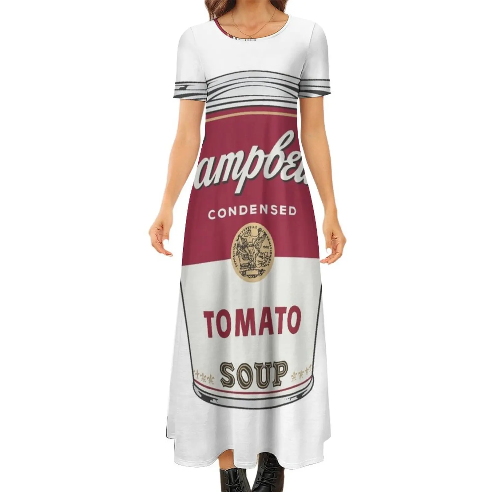 

Campbell"s soup Round Neck Short Sleeve Dress women long dresses women evening dress women"s summer dress 2024 sexy