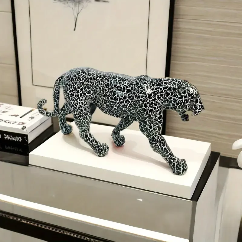 Leopard Statue Resin Pantther Sculpture Collectible Cheetah Figurine Modern Home Office Decor for Living Room Tabletop Book