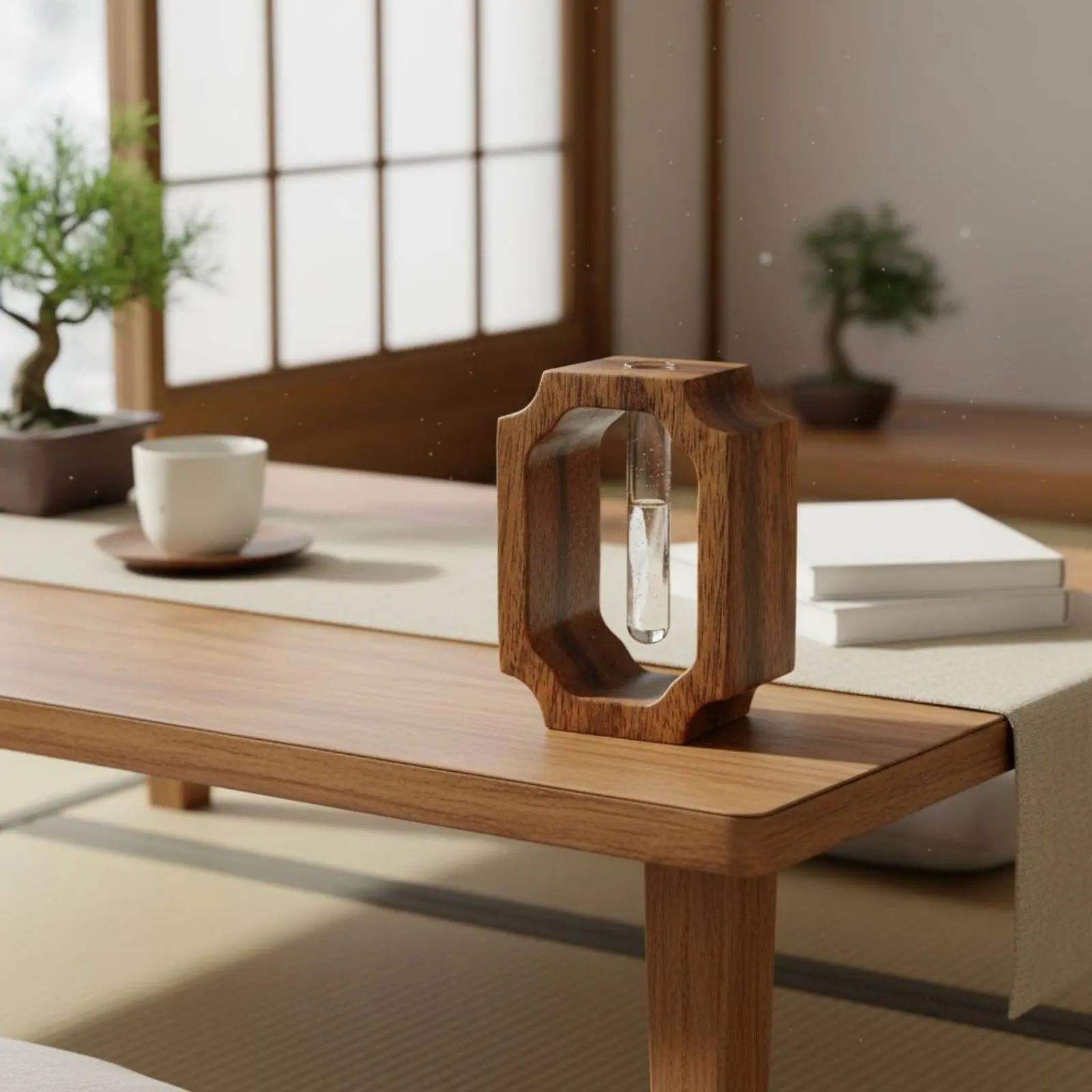 Walnut Wood Vase Easy to Clean Test Tube Vase Hydroponic Flower Holder Modern Design Propagation Station Moisture Resistant