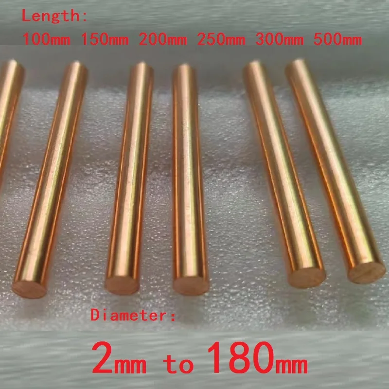 1PC Copper Round Rod Copper Bar 2 3 4 5 6 7 8 10 12 13 14 15 16 18 20 22 23 25 26 28 30 32 35 38 40 45 50 to 180mm