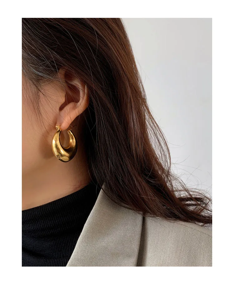 

Titanium With 18k Gold Heart Statement Drop Earrings Women Jewelry Party T Show Gown Punk Gothic Top Runway Rare Korean Japan