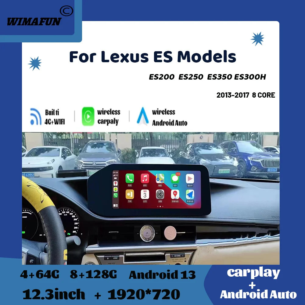 

12.3"For Lexus ES200 ES250 ES350 ES300H LHD 2013-2017 Car Radio OEM Menu Android 13 GPS Auto Multimedia Player Wireless Carplay