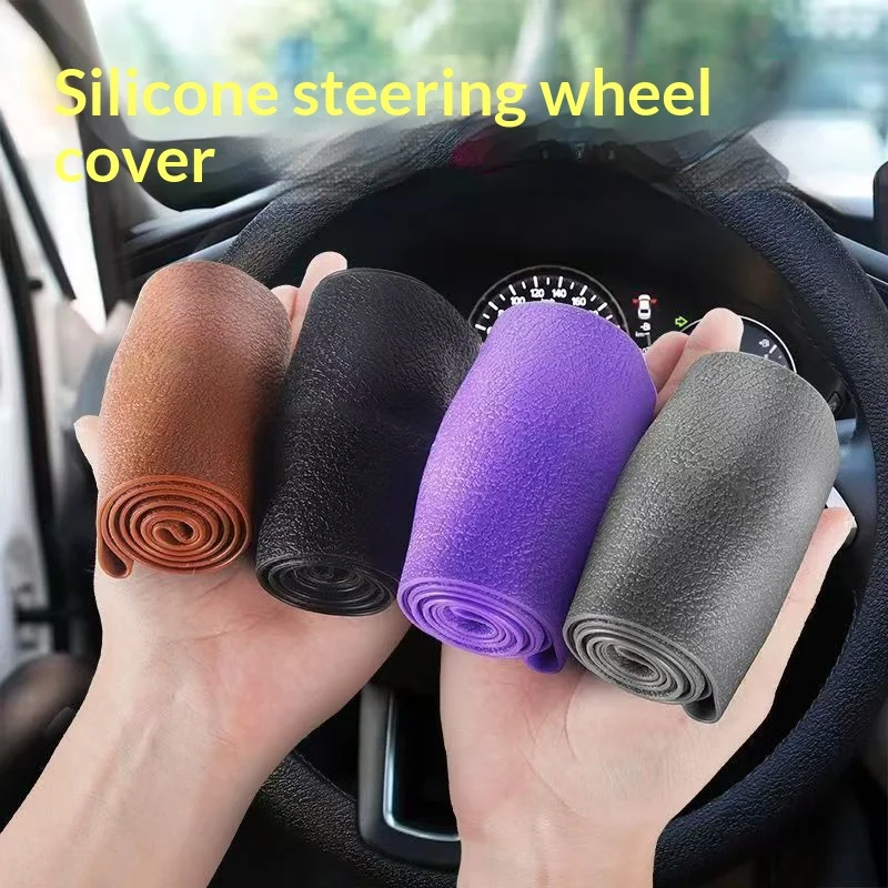 

Silicone Car Steering Wheel Cover - Universal Anti-slip and Sweat-absorbing Steering Wheel Handle Cover - Round Shape Universal