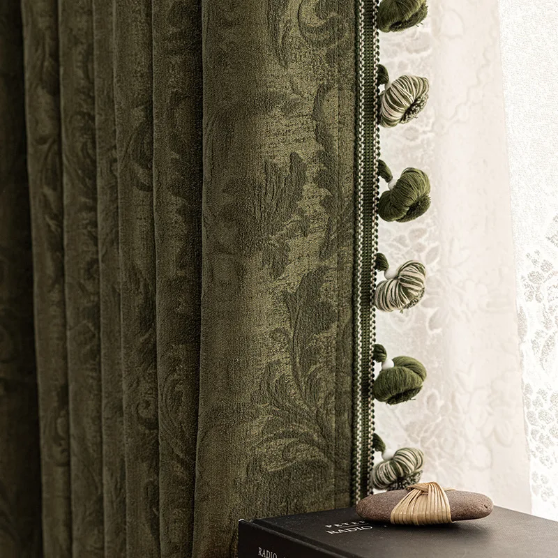 A5001  Green curtains for shading 2026 bedroom American Schneier curtains