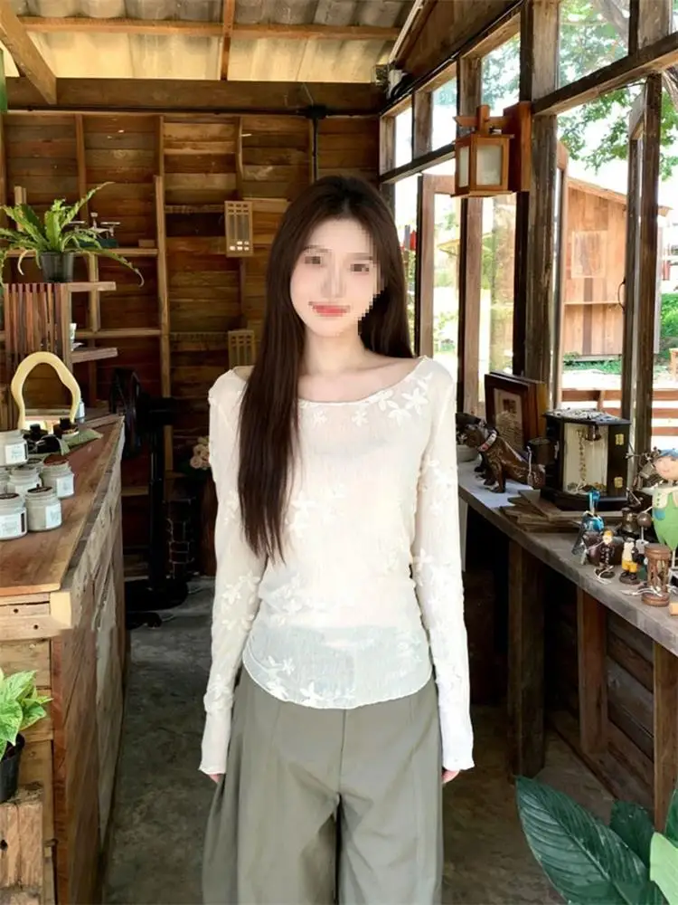 New Anti-Aging Long Sleeve Thin Sun Protection Shirt T-Shirt Women's Fashion Slimming Autumn Top Korean Style Straight Cut