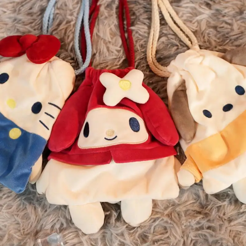 

Sanrio Cartoon Bundle Pocket Japanese Girl Hello Kitty Pochacco Melody Large Capacity Makeup Bag Girl Holiday Gift