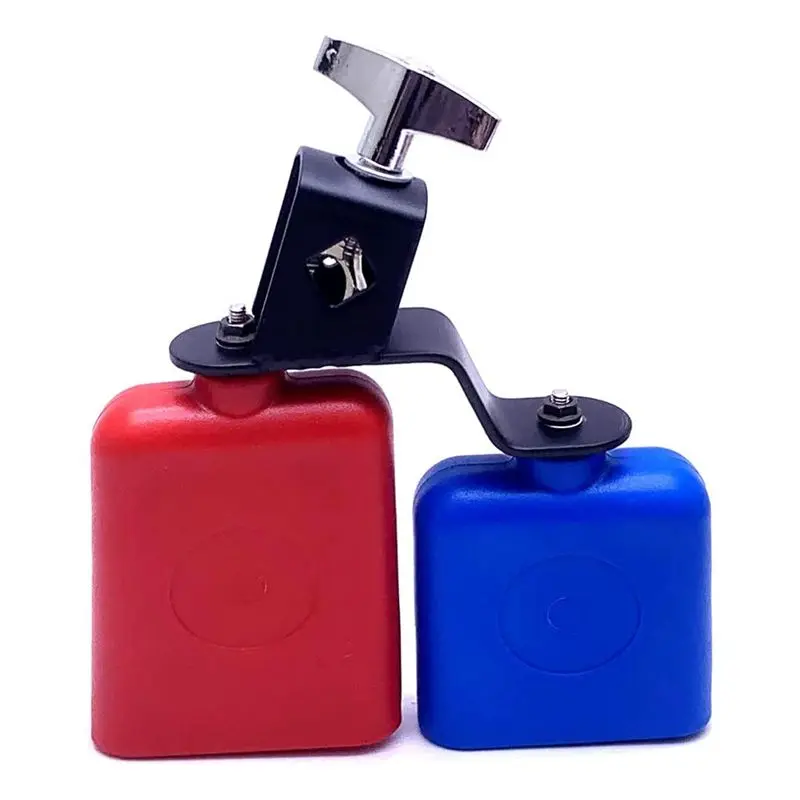 Saleout@ Jam Block Musical Percussion Instrument Latin Drum Instrument Dual Mounted Bell for Percussion Musical (Red-Yellow)