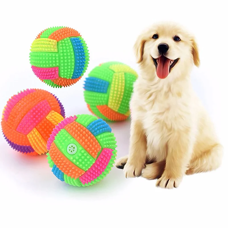 1 Pcs Light Up Dog Ball Glow In The Dark Dog Squeaky Toy Bounce Activated Toy PET Ball For Dogs Cats Puppy Easy To Clean