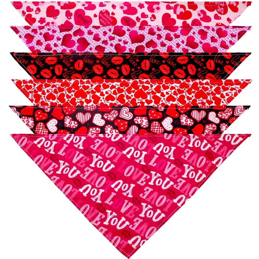 50pcs/Pack  Pet Bandana Pet Triangle Towel Dog Scarf  Valentine's Day Spot  Pet Accessories for Small Medium Large Dogs