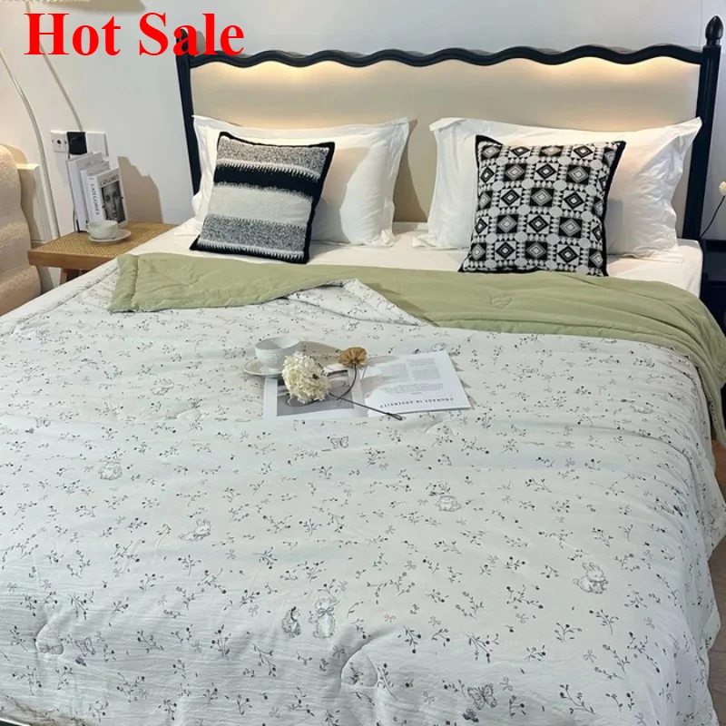 

2025 Mu yarn cotton summer quilt wrinkled yarn air conditioner quilt household skin-friendly thin quilt machine washable