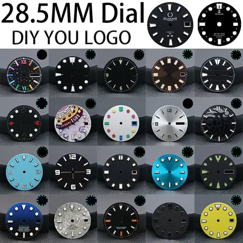 28.5mm dial diameter N  H35/NH36 movement luminous dial with single/double calendar watch accessories customizable dial DIY logo