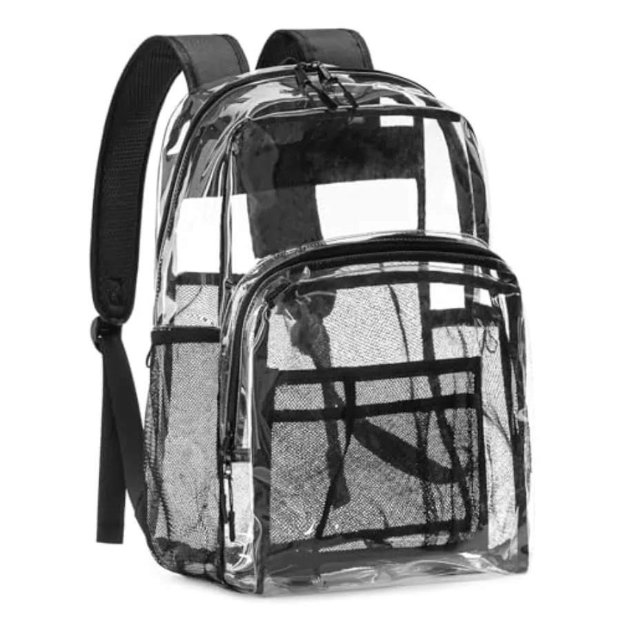 

Clear Backpack Heavy Duty 19 Inch TPU Clear Bookbag for Boys Girls Adult See Through Book Bag Transparent Backpacks with Multip