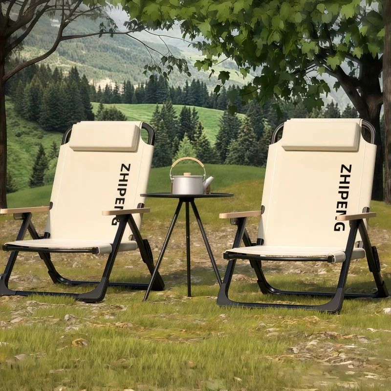 Angle Adjustable Camping Fishing Chair Journey Picnic Beach Chairs With Detachable Pillows For Camping Fishing Hiking