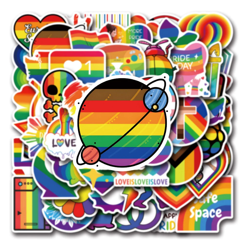 10/30/50/110pcs LGBT Gay Pride Stickers Colorful Rainbow Graffiti for Laptop Phone Case Skateboard Water Bottle Cartoon Sticker