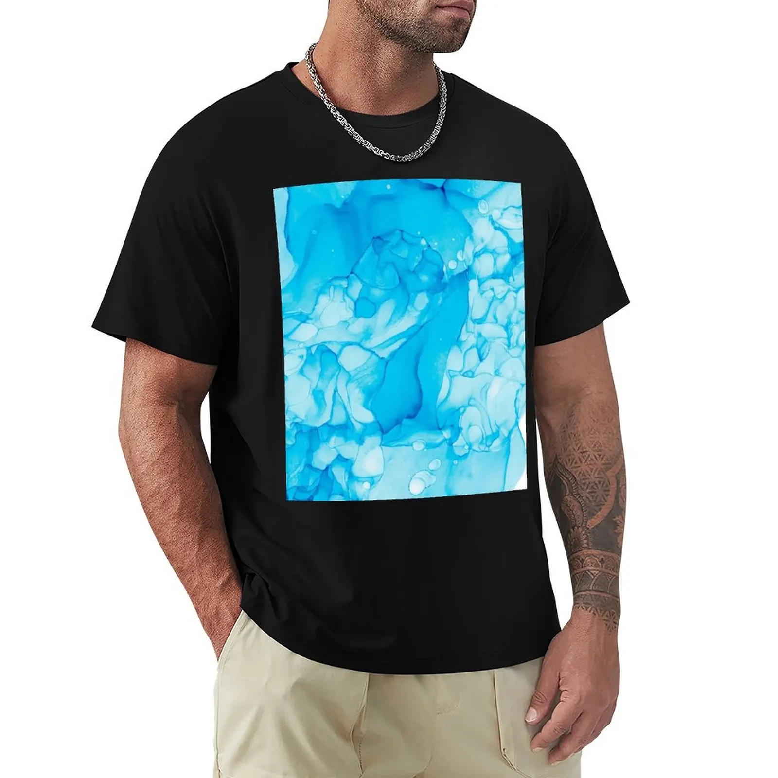 

Light Blue Abstract 214 Modern Alcohol Ink Painting by Herzart T-Shirt Clothing plain custom t shirt mens t shirt