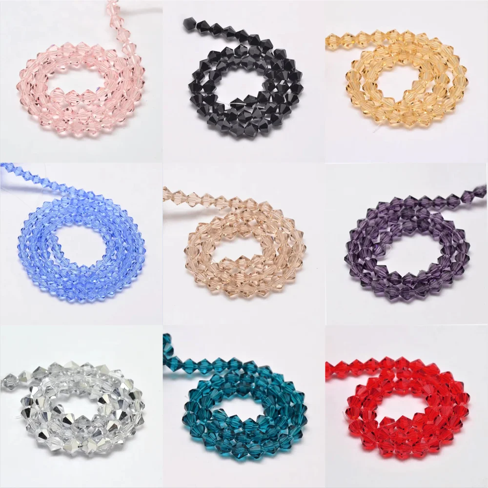 

Faceted Glass Beads Strands Bicone Imitate Austrian Crystal Bead for Jewelry Bracelets Necklaces Making DIY Craft Findings 4x4mm