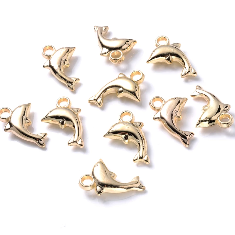 50Pcs Cute Plated Plastic Dolphin Starfish Elephant Animal Shaped Acrylic Ccb Pendant Charms for Jewelry Making Accessories