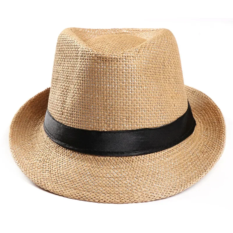 Women Men Fashion Summer Casual Trendy Beach Sun Straw Hat Cowboy Gangster Cap Sun Hat Small Hat Sunscreen