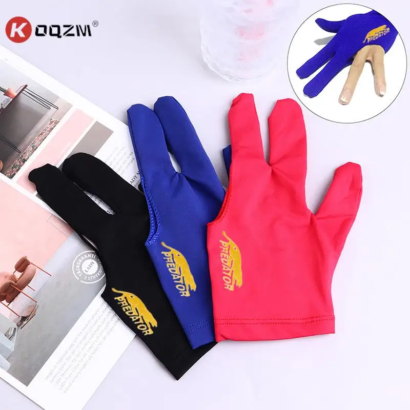 

1pc Snooker Billiard Glove Embroidery Billard Gloves Left Hand Three Finger Smooth Biliardo Guanti Accessories Fingerless Gloves