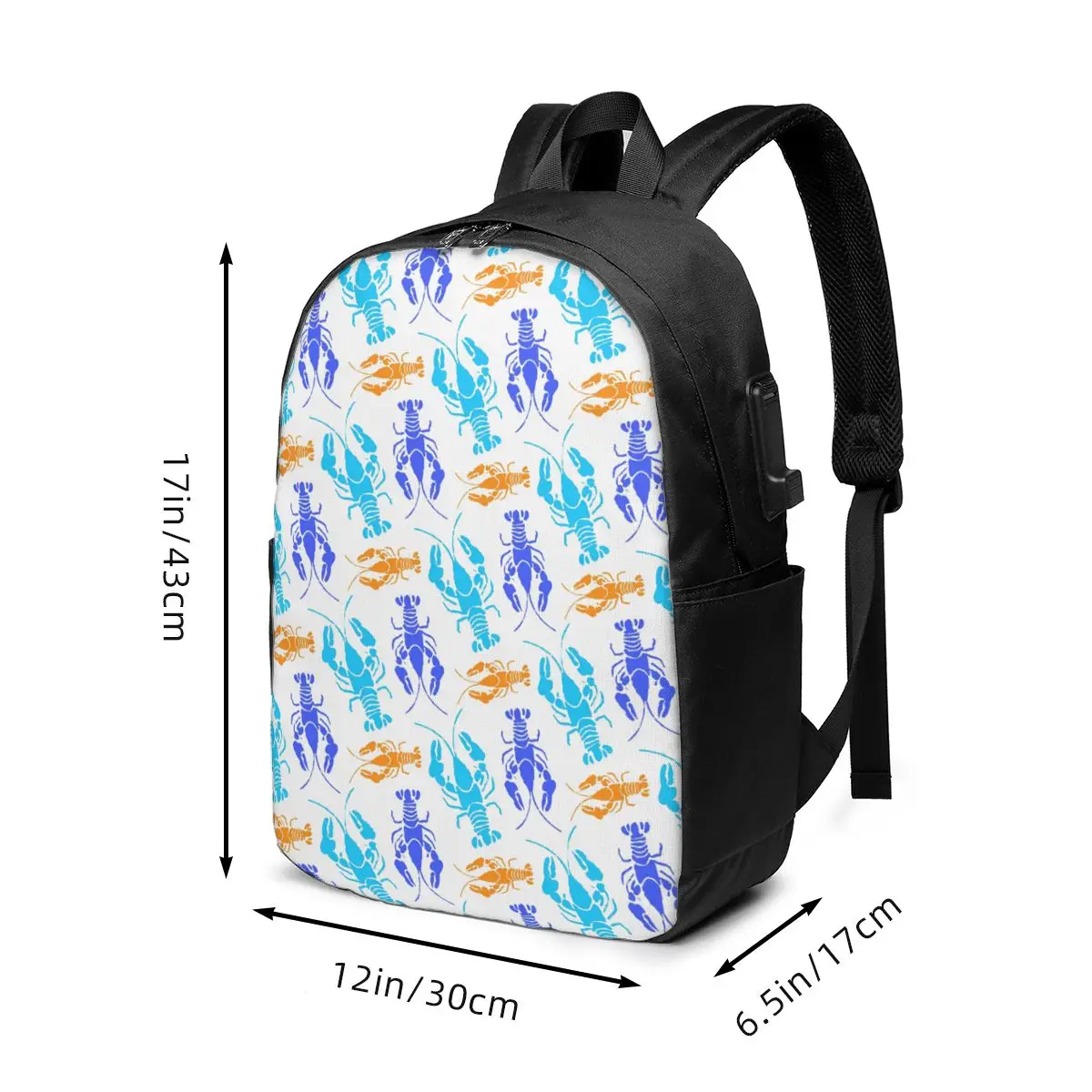 Colored Lobster Pattern Backpack Travel Notebook Bag Computer College Student School Bag Laptop Shoulder Bags for Men Women