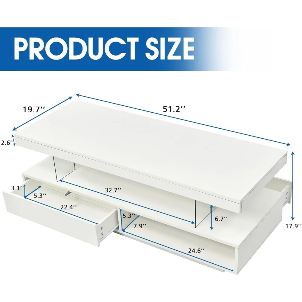 Nowoczesny prostokątny stolik kawowy z dwuwarstwowym wzorem do salonu