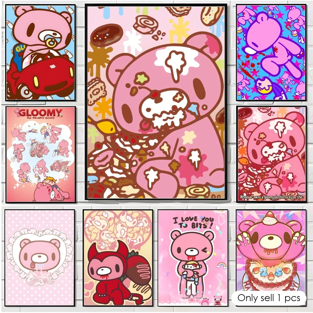 Cartoon G-Gloomy Bear Poster Decorative Wall Art Stickers Mural Photo Print for Home Living Room Hallway Decor