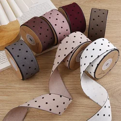 5 Yards Velvet Ribbon Tape with Round Dots for Gifts Box Packaging Wedding Event Party Decor DIY Hair Bow Accessory Cake Bouquet