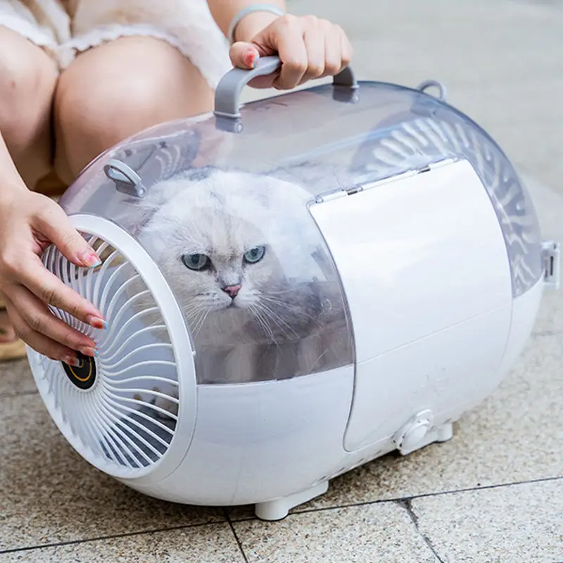 รถเข็นแบบพกพาและถุงแคปซูลใสสําหรับสัตว์เลี้ยงแมว