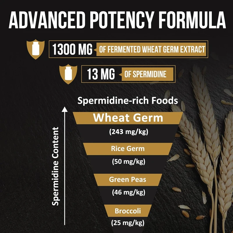 300mg Wheat Germ Extract 60 Capsules Are An Effective Formula That Supports Healthy Aging, Daily Immune System,and Cell Renewal,