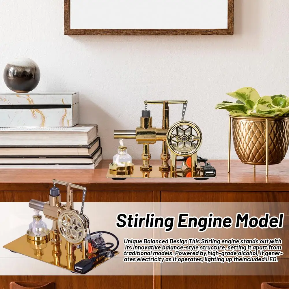 Stirling Engine Model Kit - Single Cylinder Hot Air Physics Science Toy, Diy Educational Generator For Stem Learning B9f8
