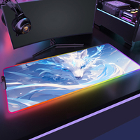 XXL Colorful Fox RGB Mouse Pad Pc Gamer Keyboard Mousepad LED Glowing Anime Mouse Mats Rubber Gaming Computer Mausepad 900x400