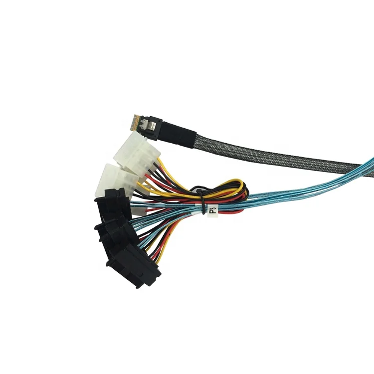 Linha magro sas 4.0 SFF-8654 4i 38 pinos host para 4 SFF-8482 sas 29pin alvo disco rígido fanout raid cabo
