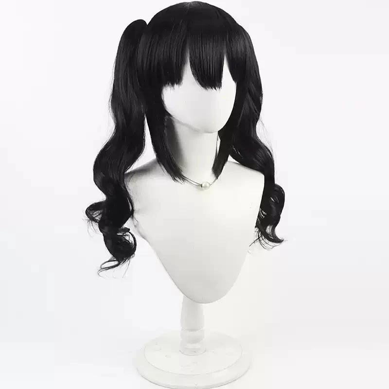 السحرية فتاة الساحرة محاكمة الأسود نا يوكا شعر مستعار تأثيري هالوين كرنفال الدعائم الطرف الشعر الاصطناعية ألياف مقاومة للحرارة + غطاء شعر مستعار