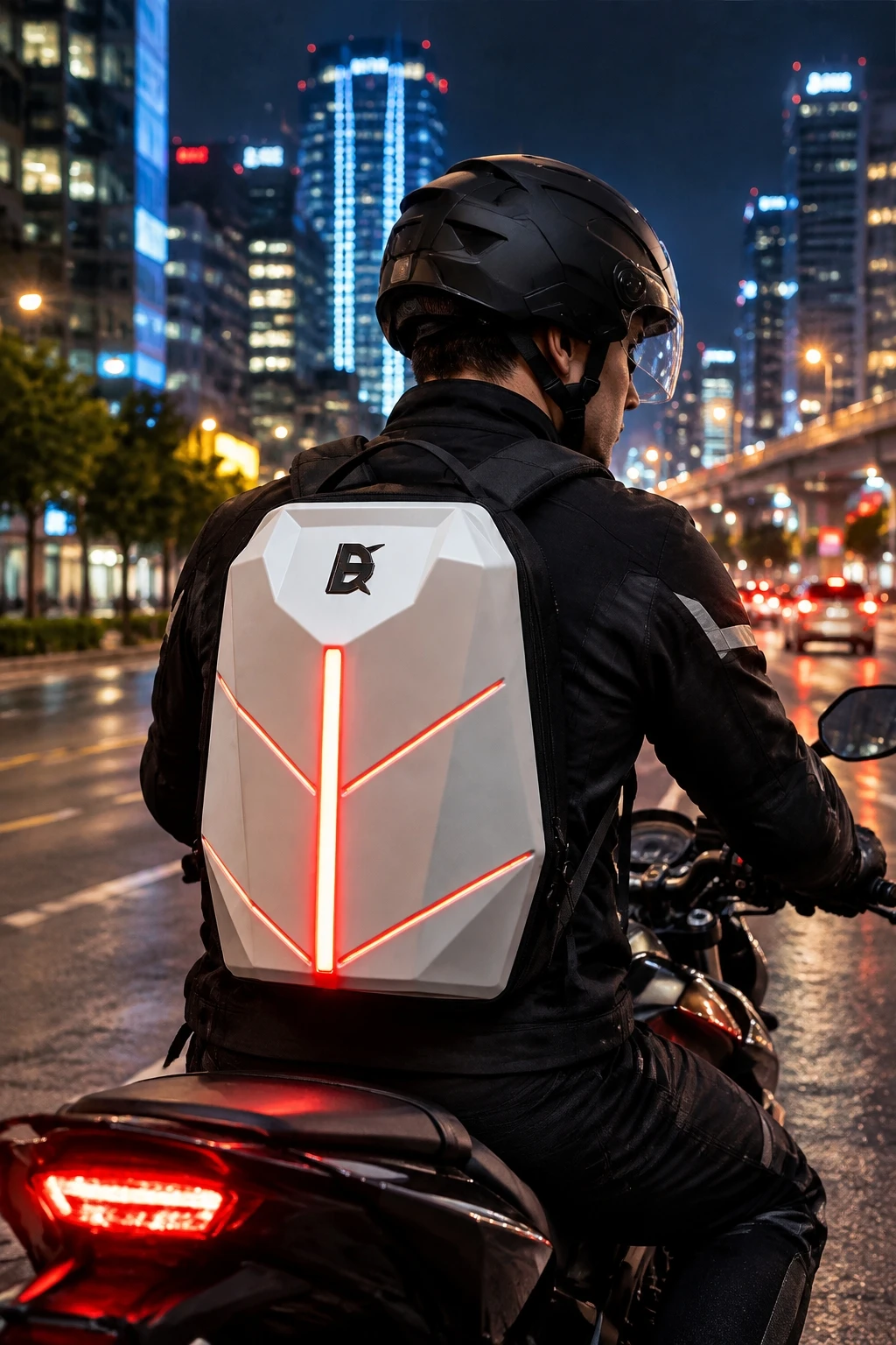 Motorcycle Hard Shell Helmet Backpack  Expandable Large Capacity Riding Laptop Bag for Motorbike Travel Men Women