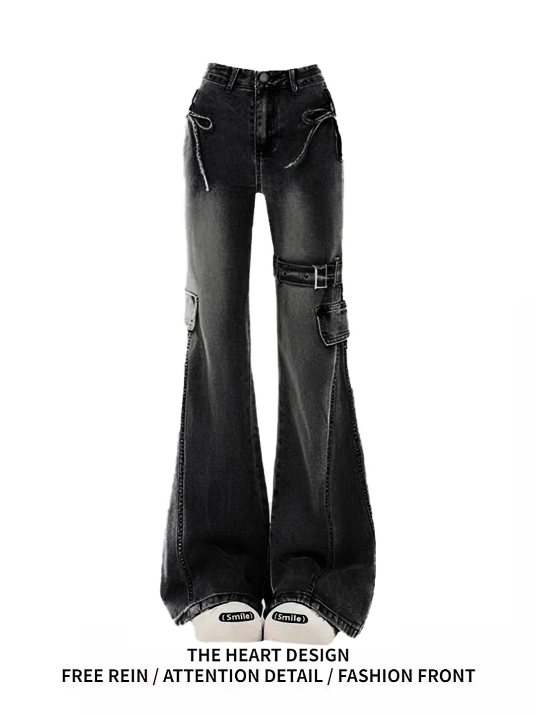 

Женские джинсы с высокой талией и поясом, расклешенные, весенняя новинка, облегающие, повседневные, универсальные, из денима