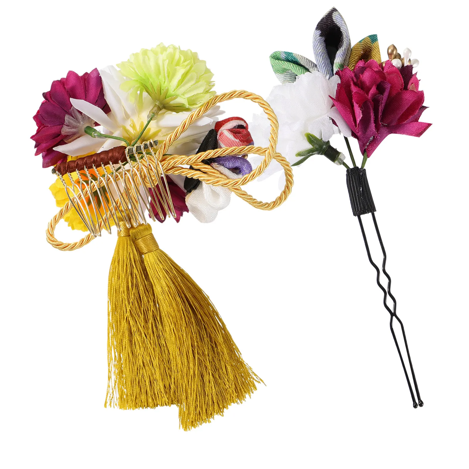 

Набор из 2 легких японских гребней для волос с цветочными кисточками, свадебные заколки-гребни для женщин, для особых случаев