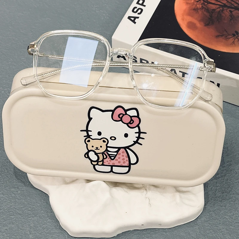 Boîte de rangement pour lunettes Sanurgente Hello Kitty, étui de protection pour lunettes de soleil portable, conteneur mignon, accessoires pour lunettes