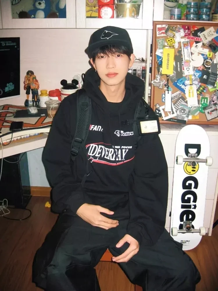 

Мужская толстовка IDEVERRAY с американским буквенным принтом, на флисовой подкладке, повседневная, свободного кроя, молодежная, модная, теплая, с длинными рукавами, на молнии